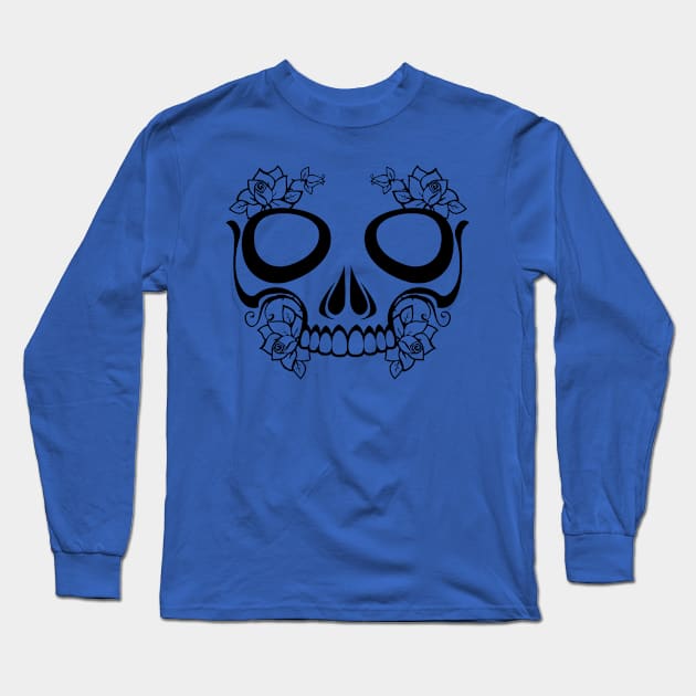 Halloween Big Flower Skull Long Sleeve T-Shirt by holidaystore